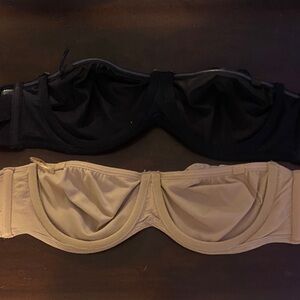 2 Lilyette Black and Tan Strapless Bras